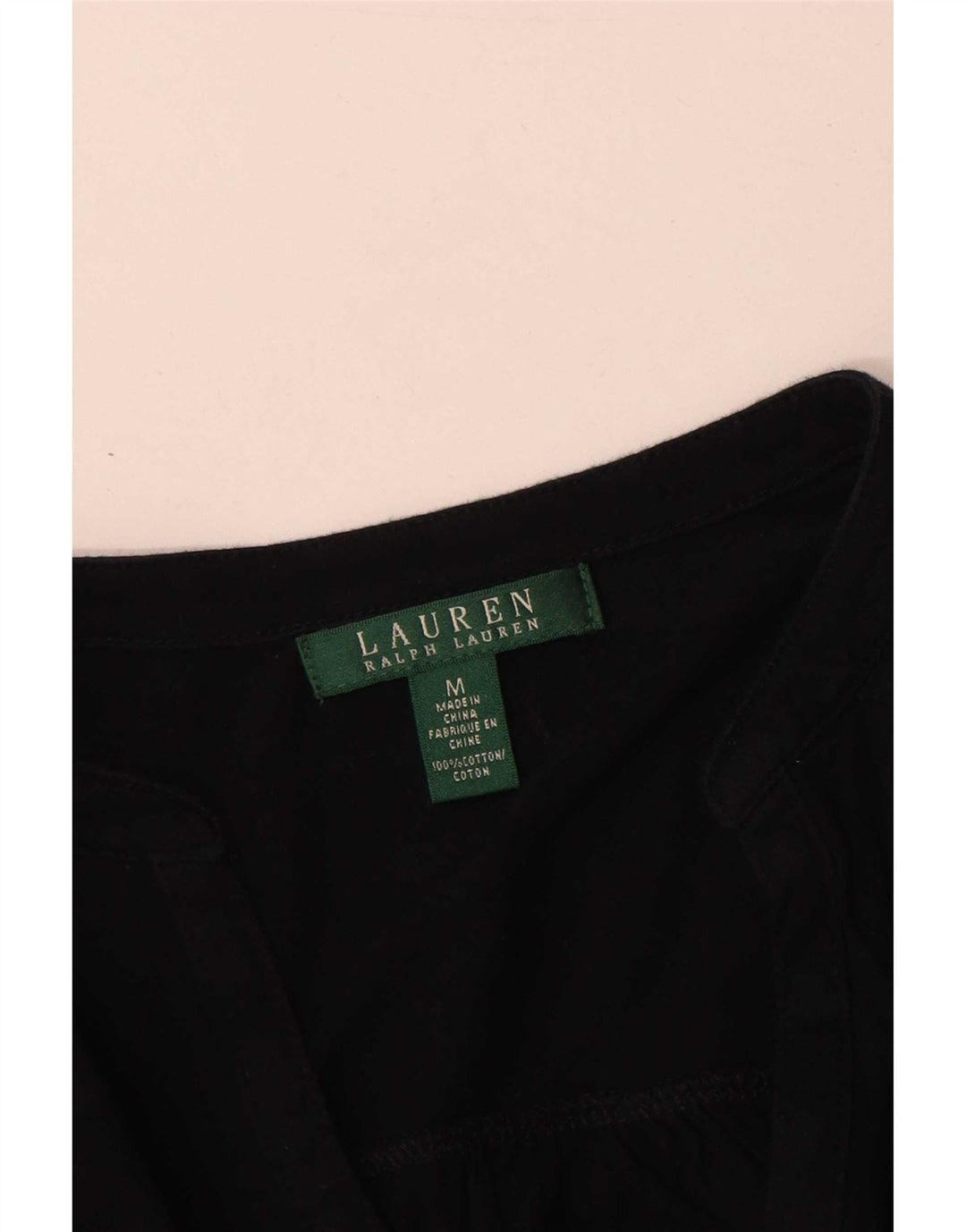 Ralph Lauren Womens Long Sleeve Blouse Top UK 12 Medium Black Cotton