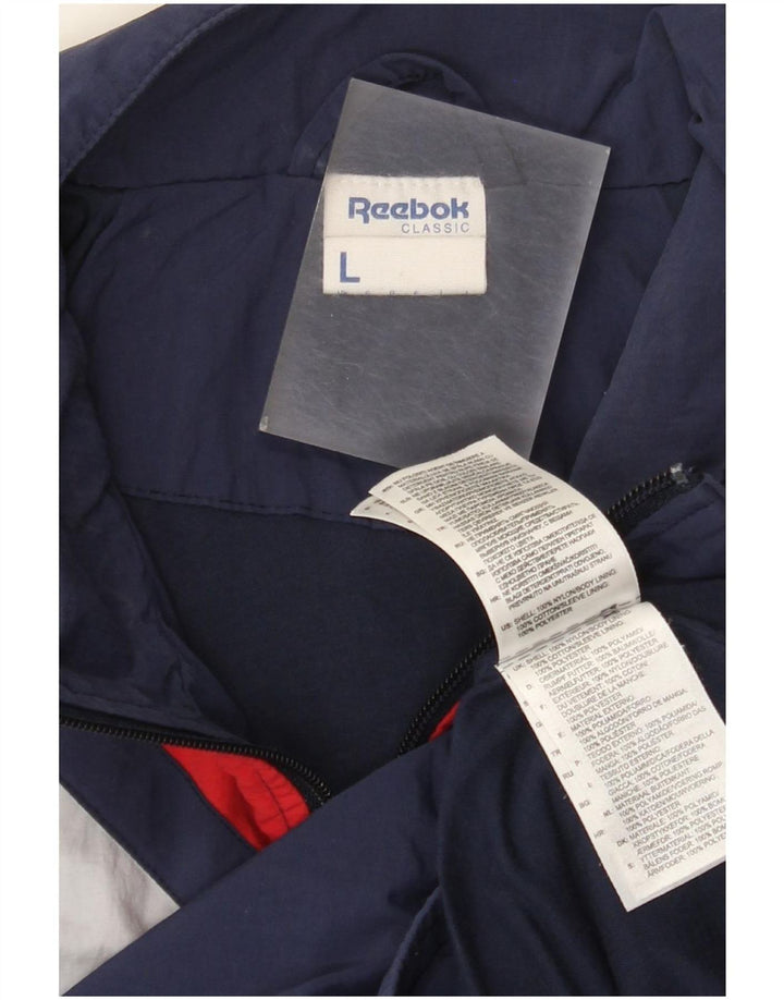Giacca da ginnastica da uomo Reebok grande in nylon color block blu navy