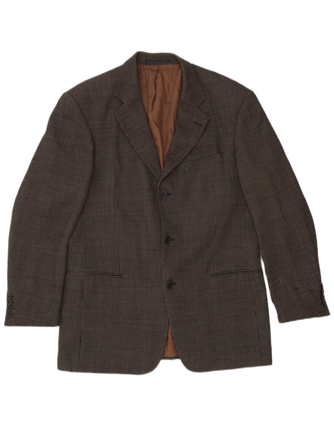 Giacca blazer da uomo a 3 bottoni Hugo Boss EU 50 grande lana maculata marrone