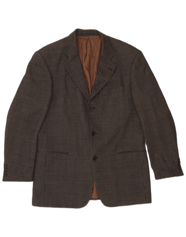 Giacca blazer da uomo a 3 bottoni Hugo Boss EU 50 grande lana maculata marrone