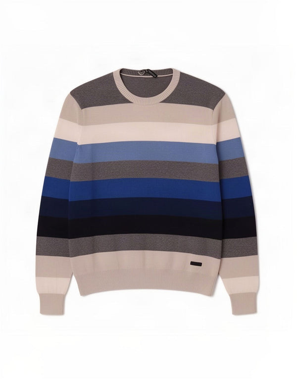 Maglione maglione girocollo da uomo Ivy Oxford 2XL cotone a righe multicolore