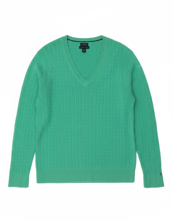 Maglione maglione con scollo a V da donna Tommy Hilfiger UK 20 2XL cotone verde