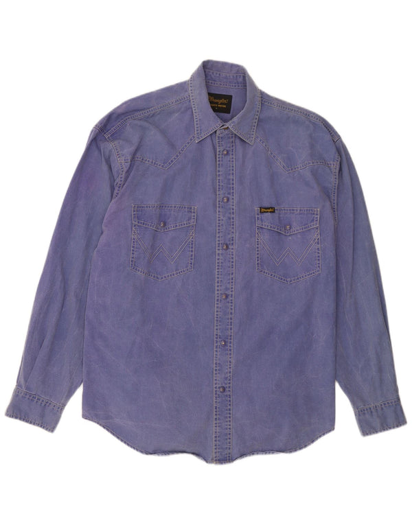 Camicia da uomo WRANGLER in cotone blu medio