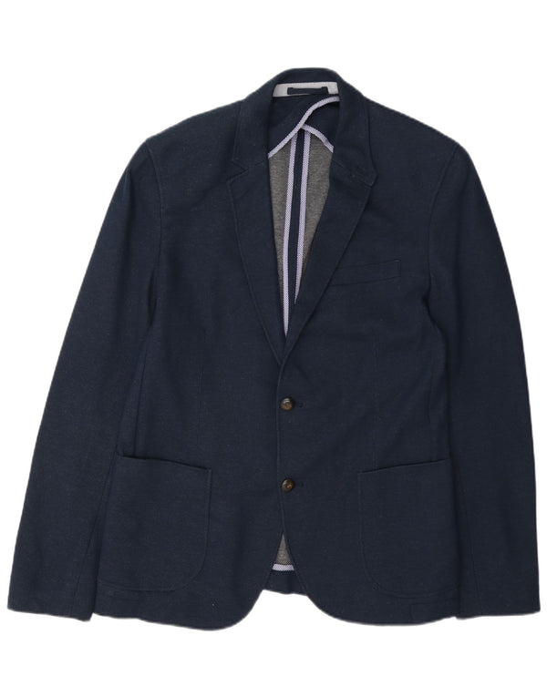 Giacca blazer da uomo a 2 bottoni Zara EU 52 grande poliestere blu navy