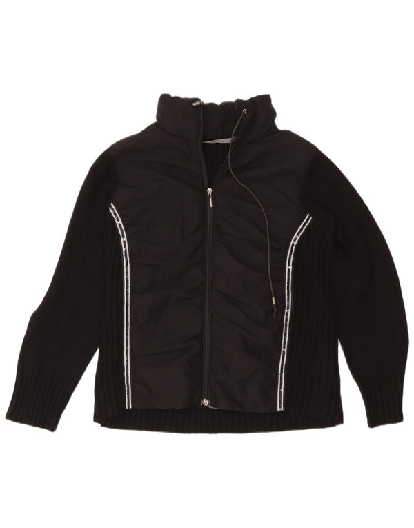 Maglione cardigan da donna Marina Rinaldi UK 16 Lana a righe nere grandi