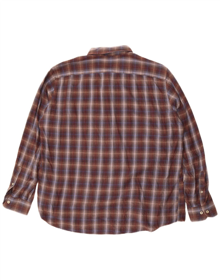 Camicia Carrera da uomo vestibilità regolare in flanella 3XL cotone a quadri marrone