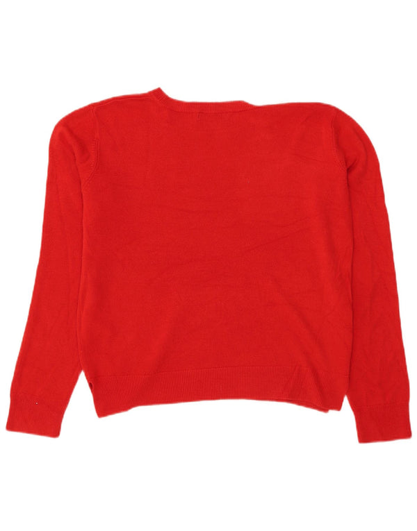 Maglione maglione girocollo corto da donna Marks & Spencer UK 12 rosso medio