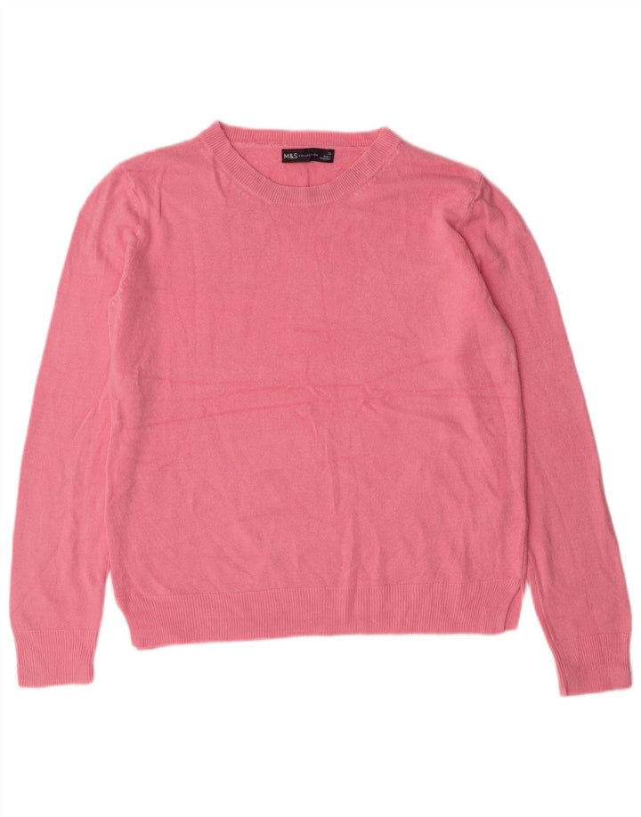 MARKS & SPENCER Maglione da donna con scollo a barca UK 12 Acrilico rosa medio
