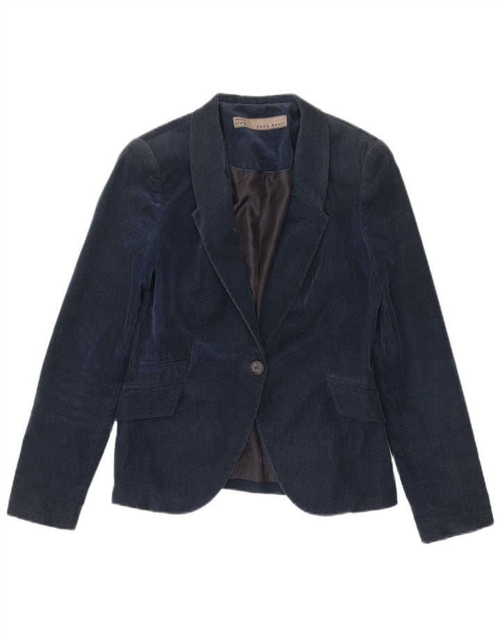 Giacca da donna Zara in velluto a coste a 1 bottone, UK 12, cotone blu navy medio