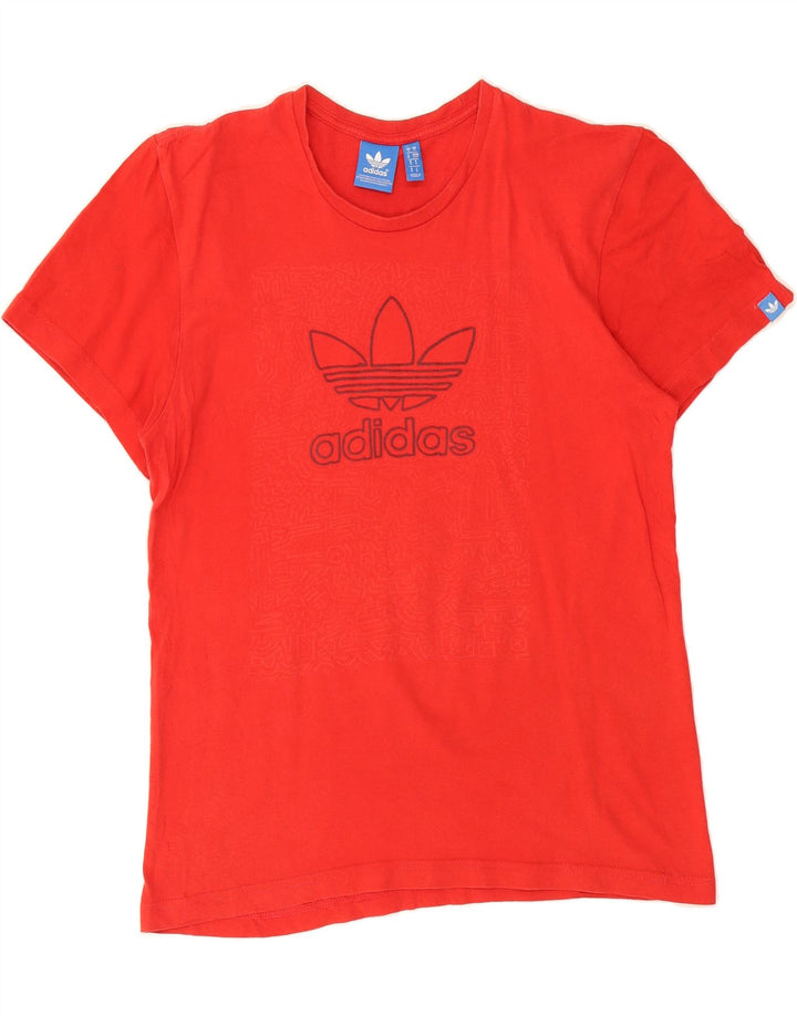 ADIDAS Mens Graphic T-Shirt Top Small Red Vintage Adidas and Second-Hand Adidas from Messina Hembry 
