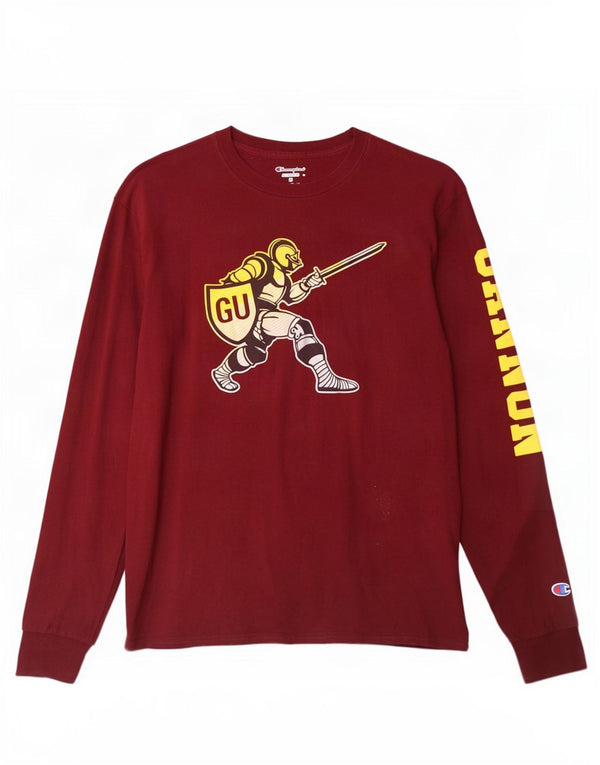 Champion Top grafico da uomo a maniche lunghe in cotone marrone rossiccio