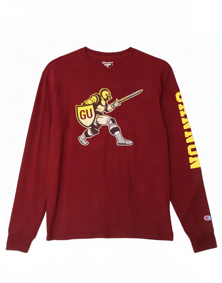 Champion Top grafico da uomo a maniche lunghe in cotone marrone rossiccio