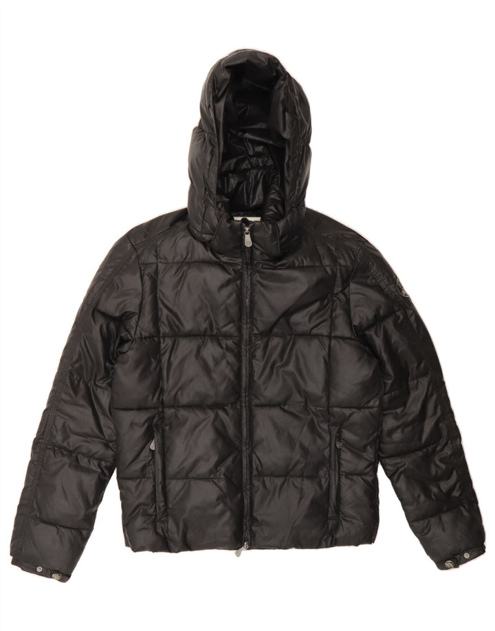 GURU Womens Hooded Padded Jacket UK 10 Small Black Polyester Vintage Guru and Second-Hand Guru from Messina Hembry 