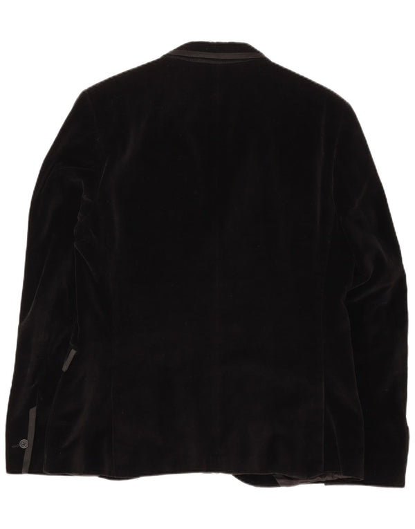 TOPMAN Mens 2 Button Blazer Jacket UK 40 Large Black Polyester