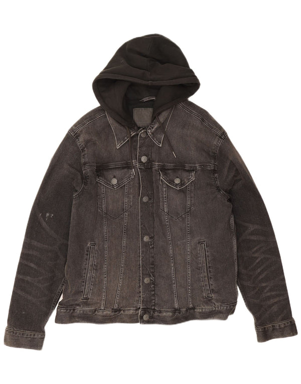 Giacca di jeans con cappuccio da uomo American Eagle UK 42 XL Cotone grigio