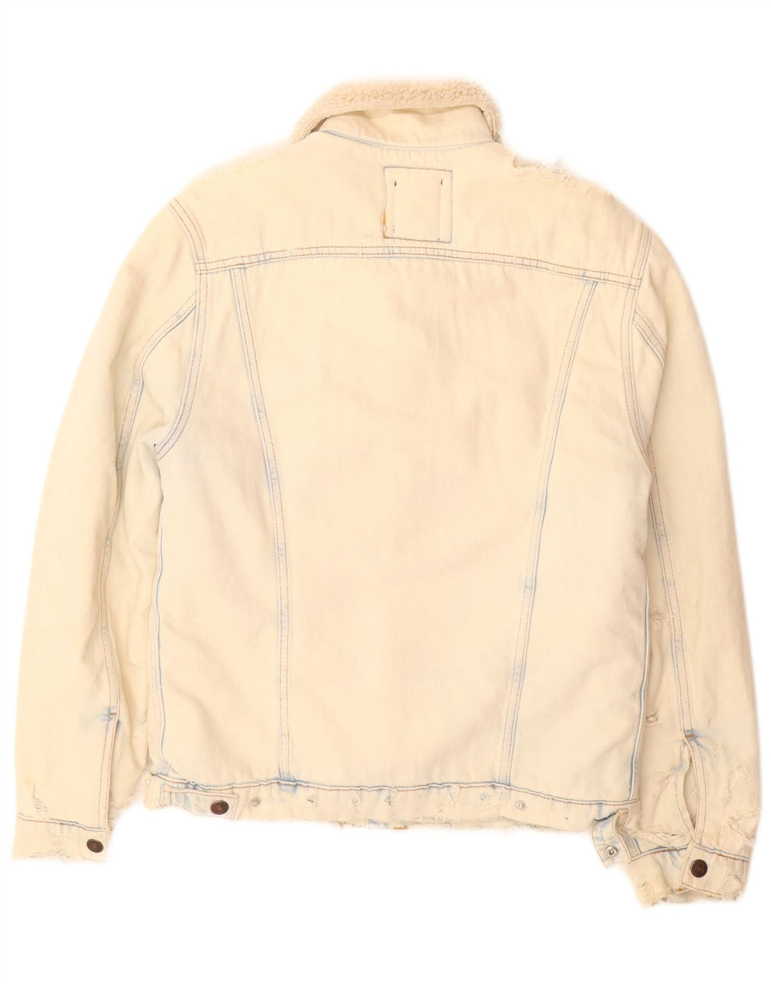 Giacca in denim Sherpa da uomo Zara UK 36 piccola in cotone beige