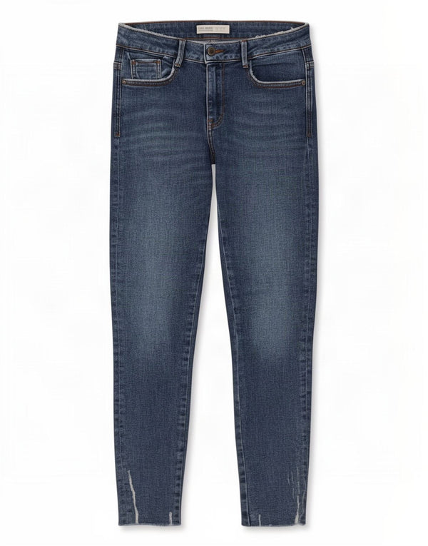 Zara Womens Distressed Skinny Jeans EU 38 Small W28 L26 Blue Cotton