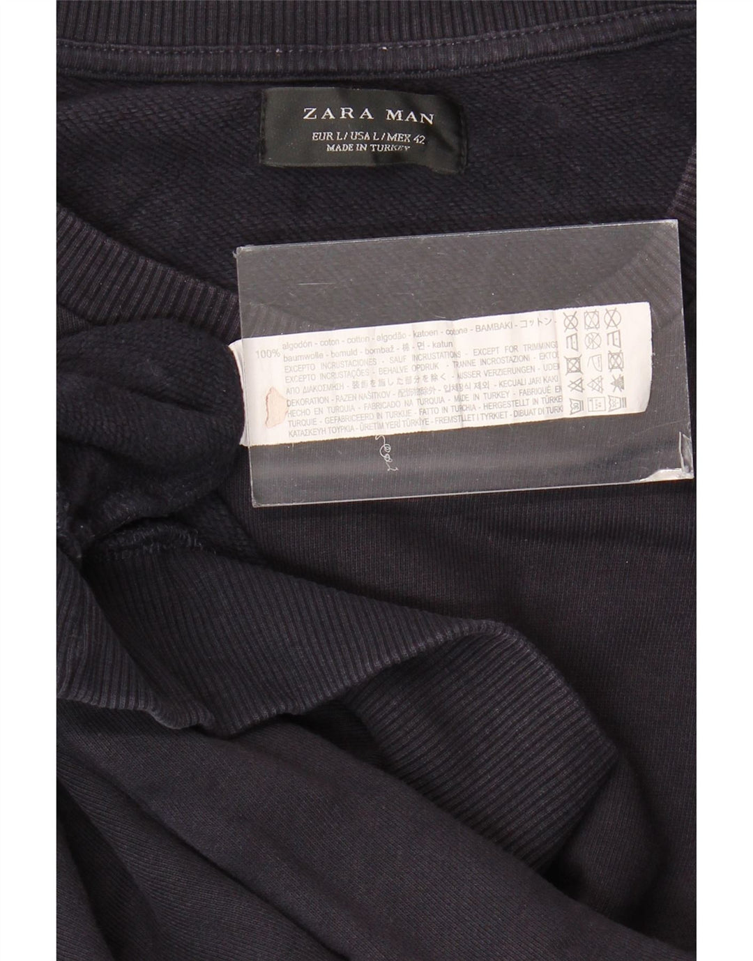 Felpa Zara da uomo maglione grande in cotone blu navy