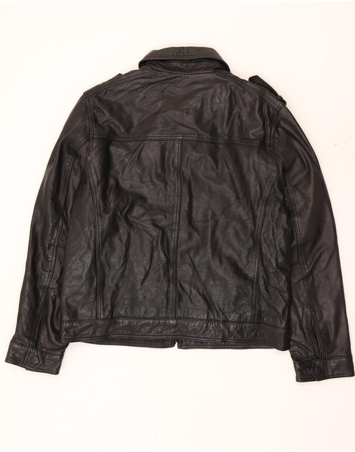 Giacca in pelle militare da uomo Tommy Hilfiger UK 40 grande nera