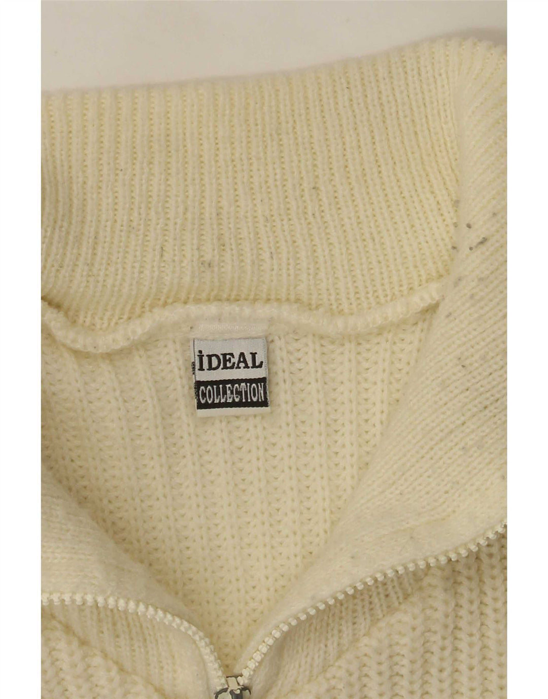 Maglione ideale da uomo con collo con zip, grande color block bianco sporco