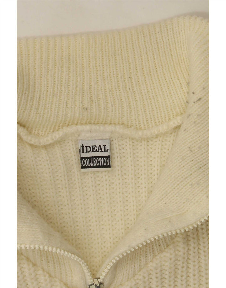 Maglione ideale da uomo con collo con zip, grande color block bianco sporco
