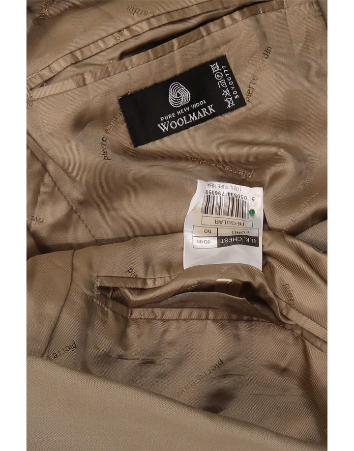 Giacca blazer a 3 bottoni da donna Pierre Cardin UK 40 Large Beige New Wool