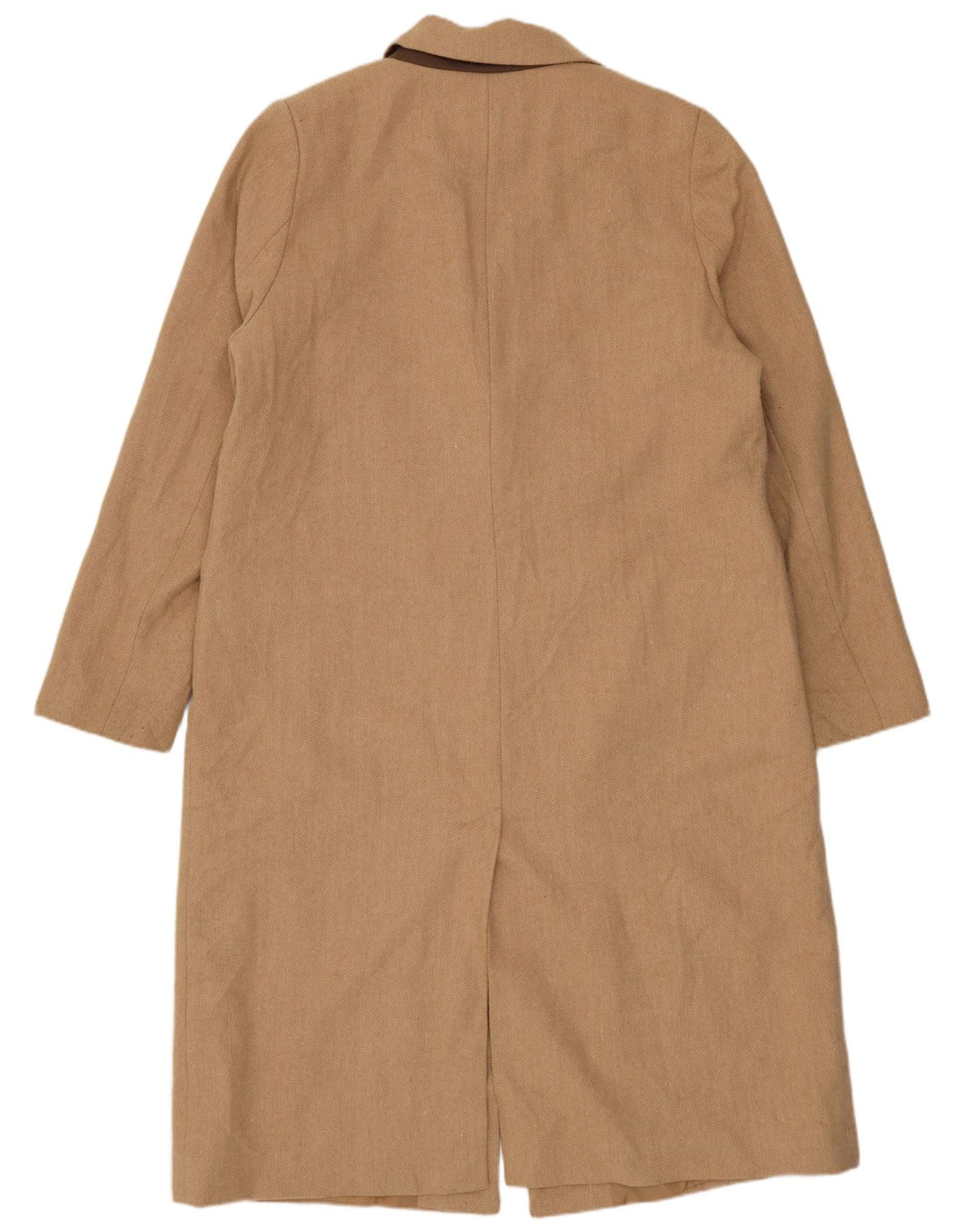 Cappotto da donna Marks & Spencer UK 16 Large Beige in lana a spina di pesce