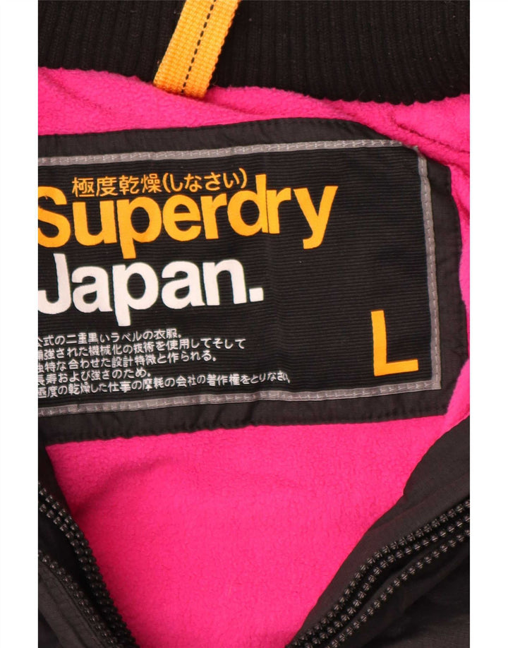 Giacca a vento con cappuccio da donna Superdry UK 16 grande nylon nero