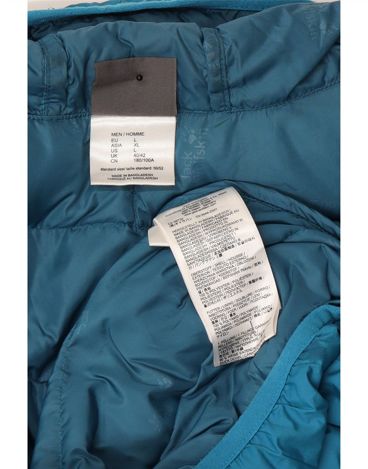 Giacca imbottita con cappuccio da uomo Jack Wolfskin UK 40/42 grande poliestere blu