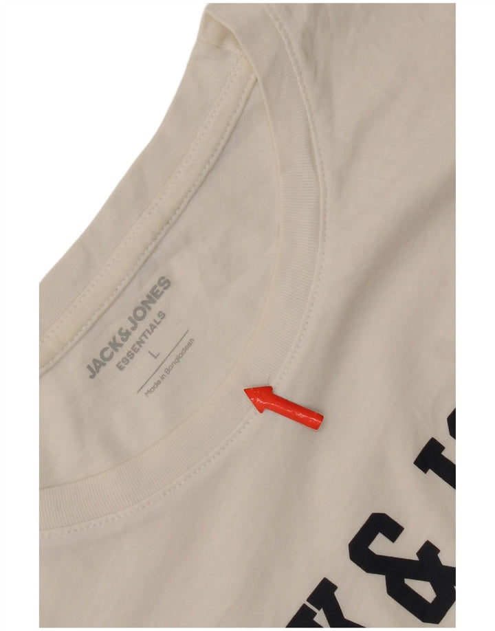Jack & Jones Mens Graphic T-Shirt Top Large White Cotton
