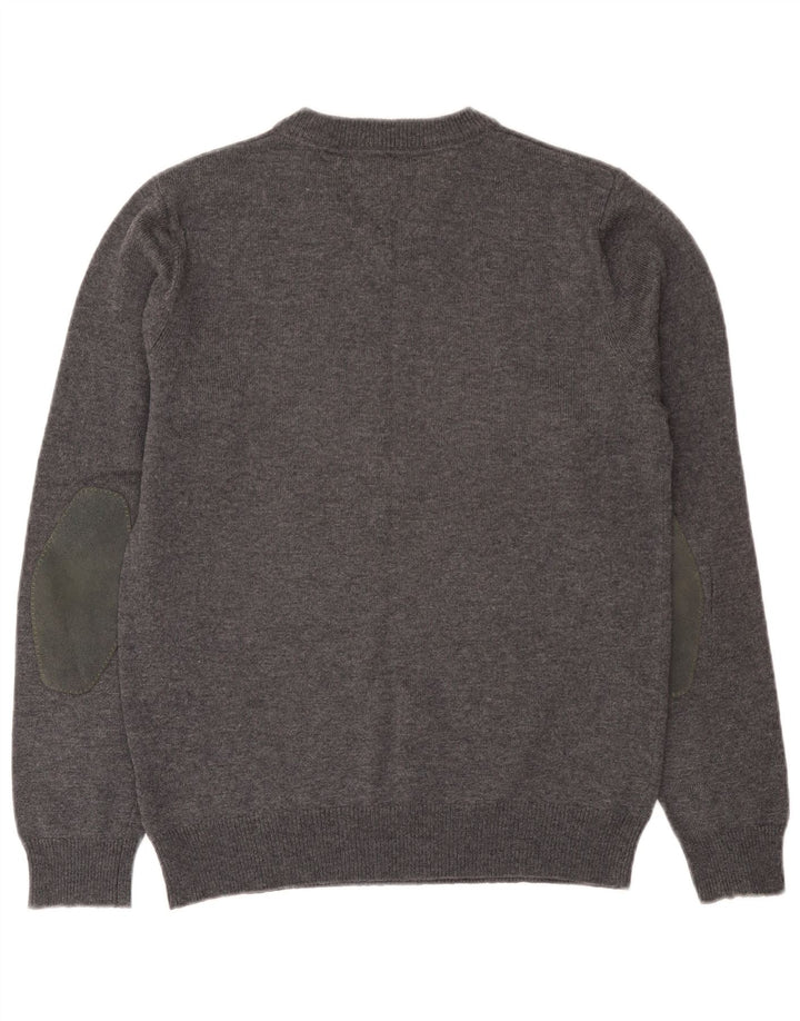 Maglione da uomo con scollo a V Tommy Hilfiger piccolo in lana d'agnello grigia