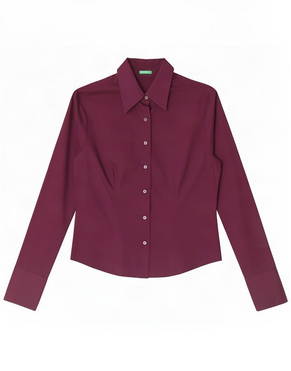 Camicia da donna Benetton UK 10 piccola in cotone bordeaux
