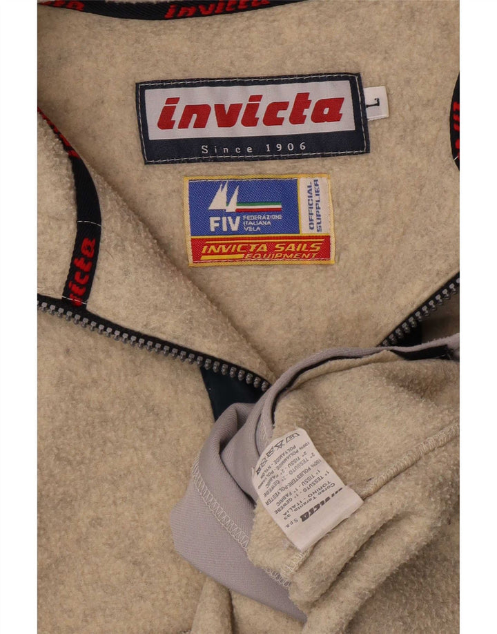 Maglione in pile da uomo Invicta con zip e collo, grande, in poliestere color block beige