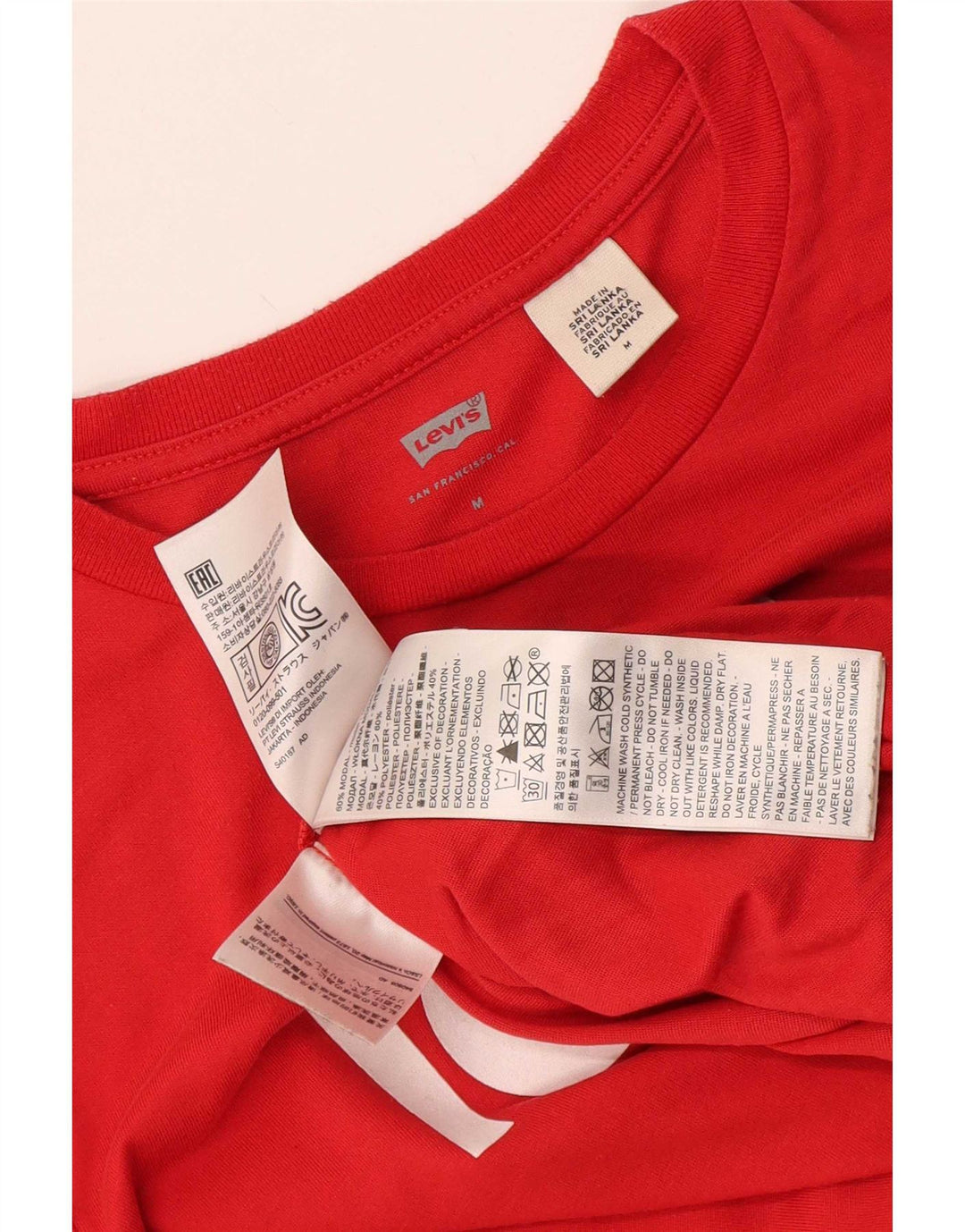 T-shirt grafica da donna Levi's Top UK 12 Medium Red Modal