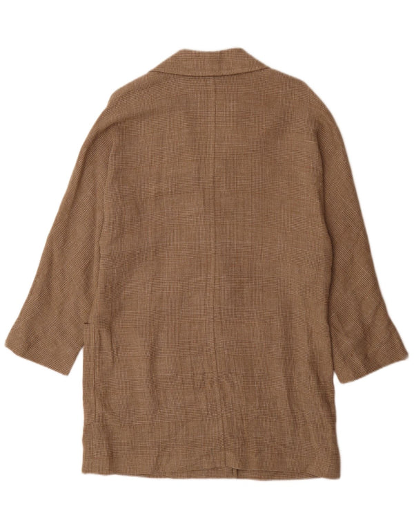 Massimo Dutti Cappotto doppiopetto da uomo con maniche a 3/4 UK 36 Piccolo quadretto marrone