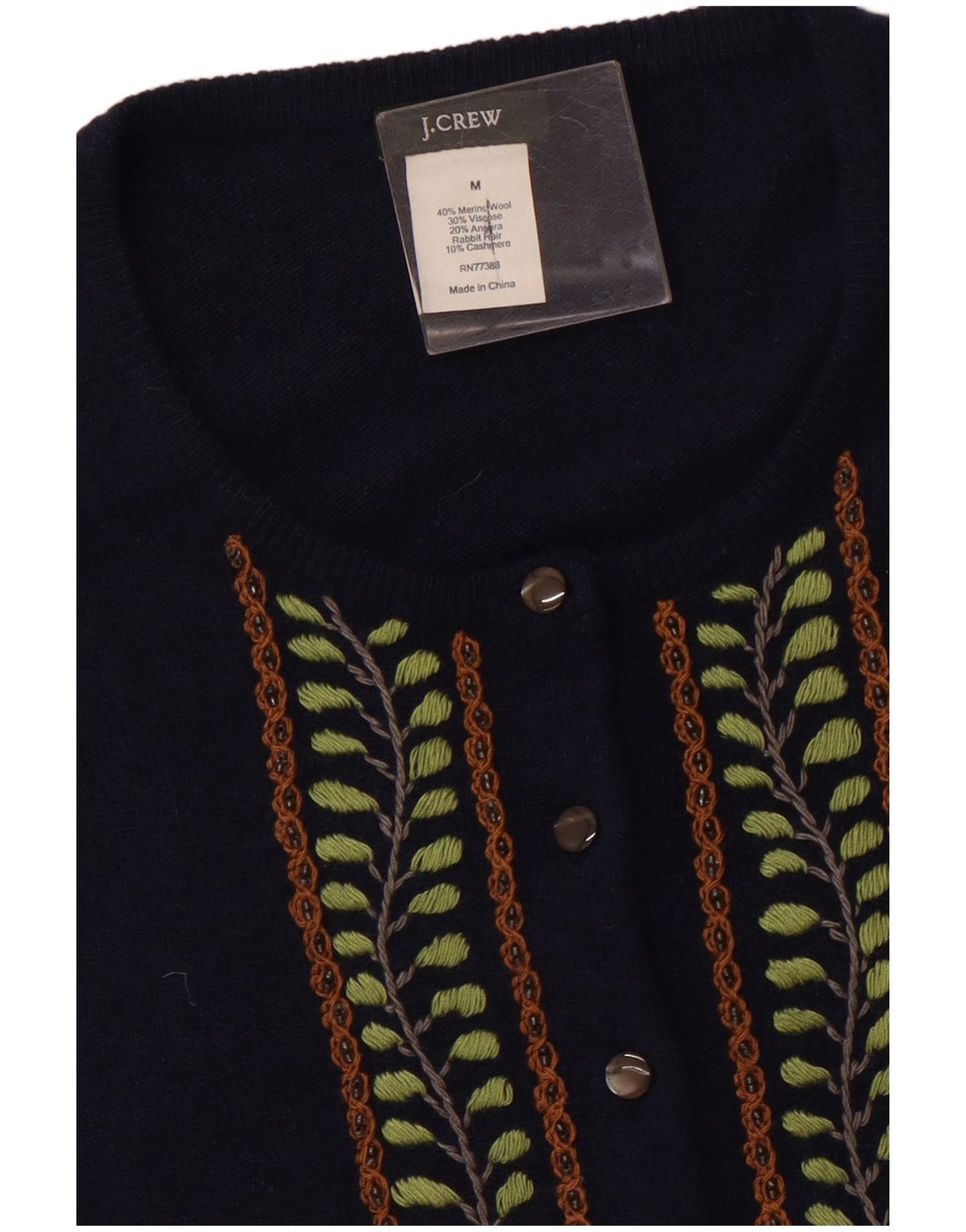 J. CREW Maglione cardigan con maniche a 3/4 da donna UK 12 Medio Blu navy floreale