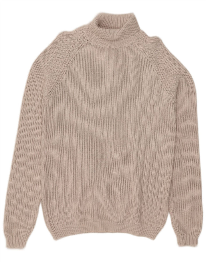 Maglione maglione collo alto da uomo Zara in cotone beige medio