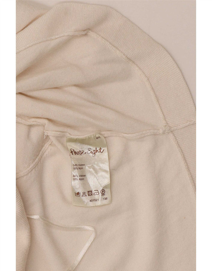 Phase Eight, maglione bolero aperto da donna con maniche a 3/4, UK 12, viscosa bianca media