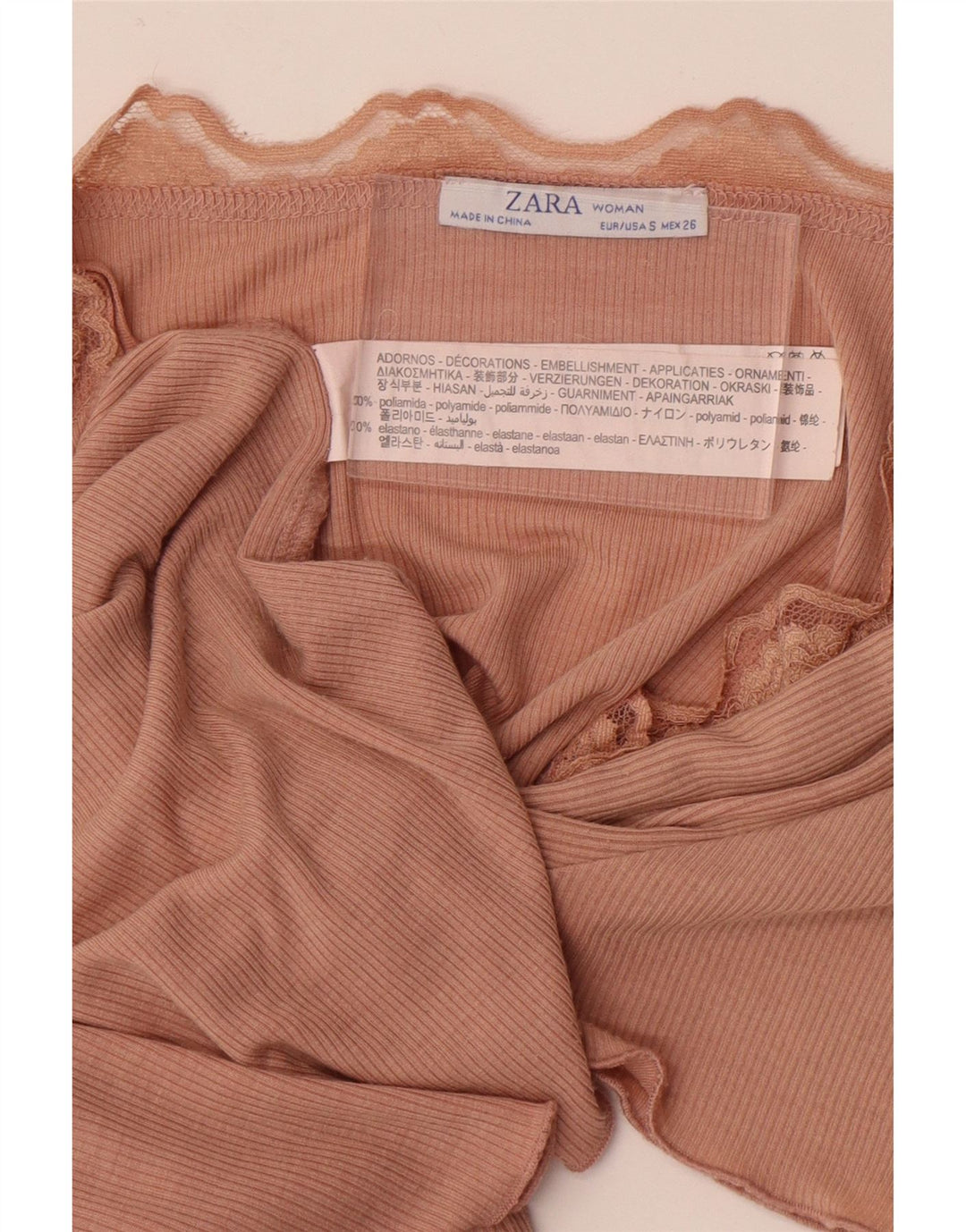T-shirt Zara da donna Top UK 8 Small arancione in poliammide