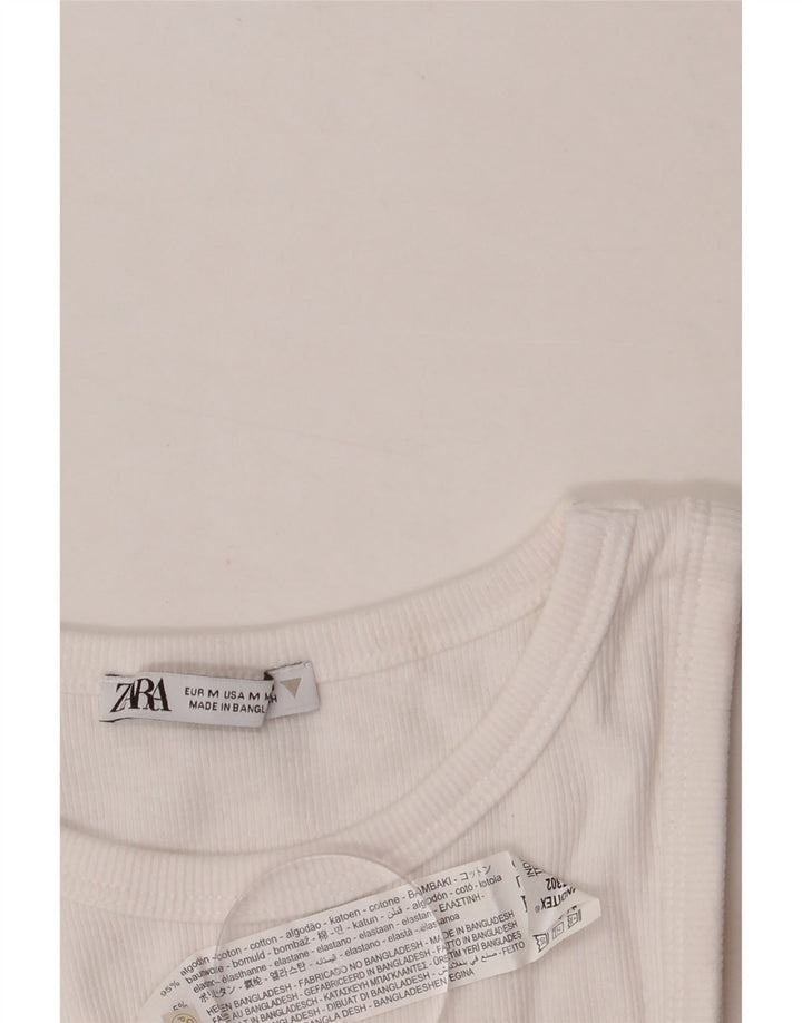 ZARA Womens Vest Top UK 12 Medium White Cotton Vintage Zara and Second-Hand Zara from Messina Hembry 