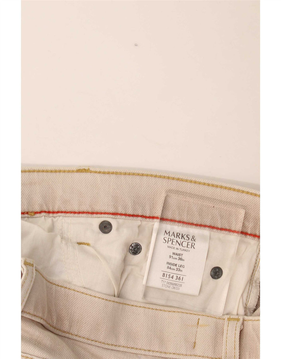 Jeans dritti da uomo Marks & Spencer W36 L33 cotone beige