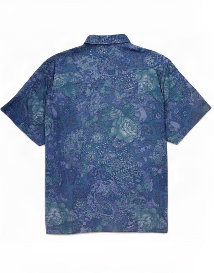 B.W. Camicia a maniche corte da uomo Moss taglia 38/40 blu medio floreale