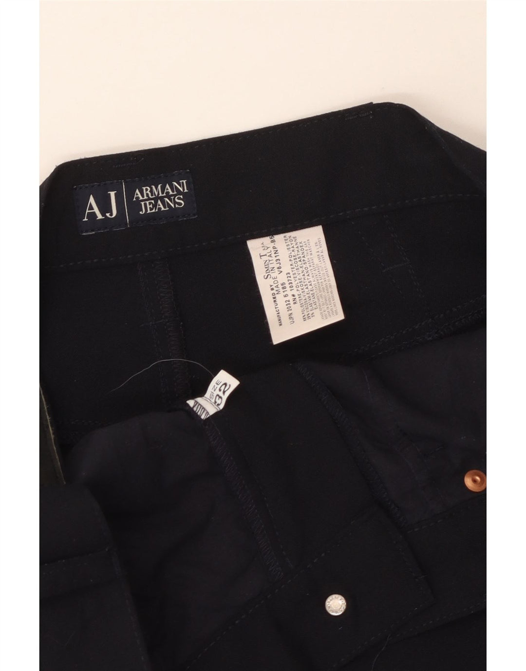 Pantaloni casual dritti da uomo Armani W32 L29 poliestere blu navy
