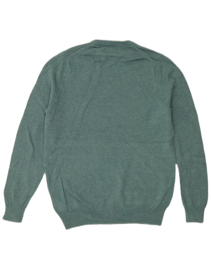 Maglione maglione girocollo da uomo Marks & Spencer verde medio in lana d'agnello