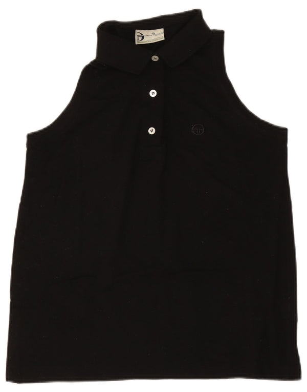 Polo senza maniche da donna Sergio Tacchini UK 12 cotone medio nero