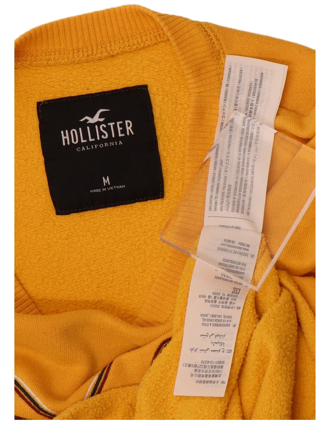 Felpa grafica corta da donna HOLLISTER UK 14 cotone giallo medio