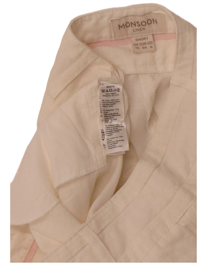 MONSOON Pantaloni casual dritti da uomo UK 10 Small W30 L29 Lino bianco