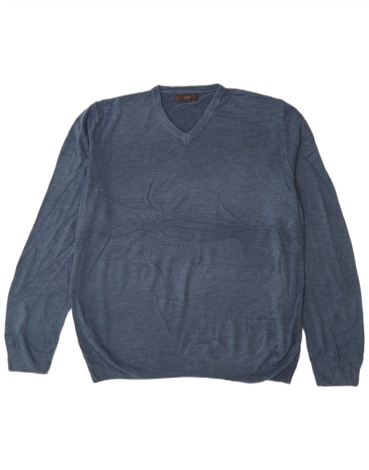 Maglione da uomo con scollo a V Marks & Spencer 3XL acrilico blu