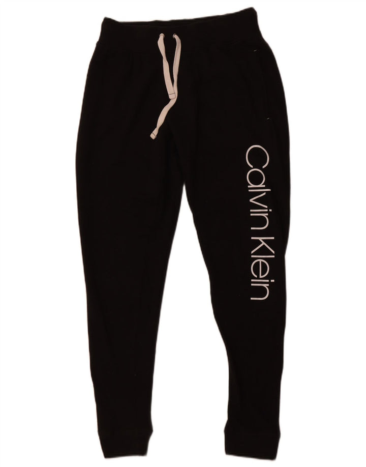 CALVIN KLEIN Pantaloni da tuta con grafica da donna Joggers UK 6 XS Nero