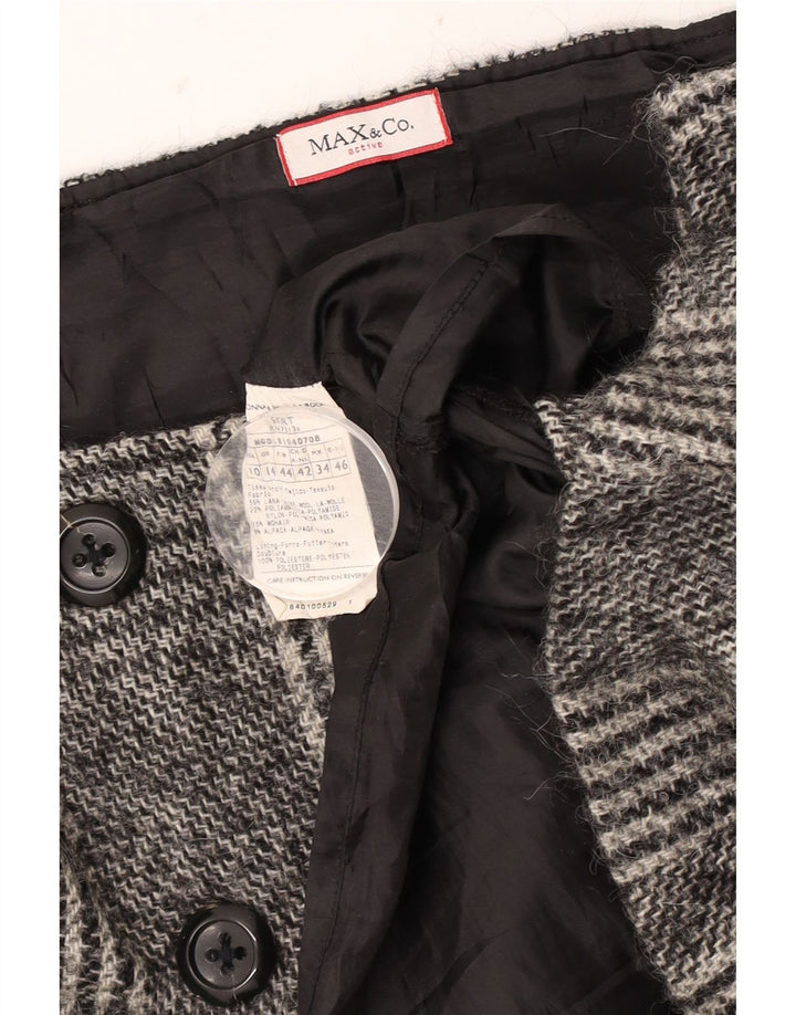 Mini gonna avvolgente da donna Max & Co. UK 14 grande W34 lana a quadri grigia